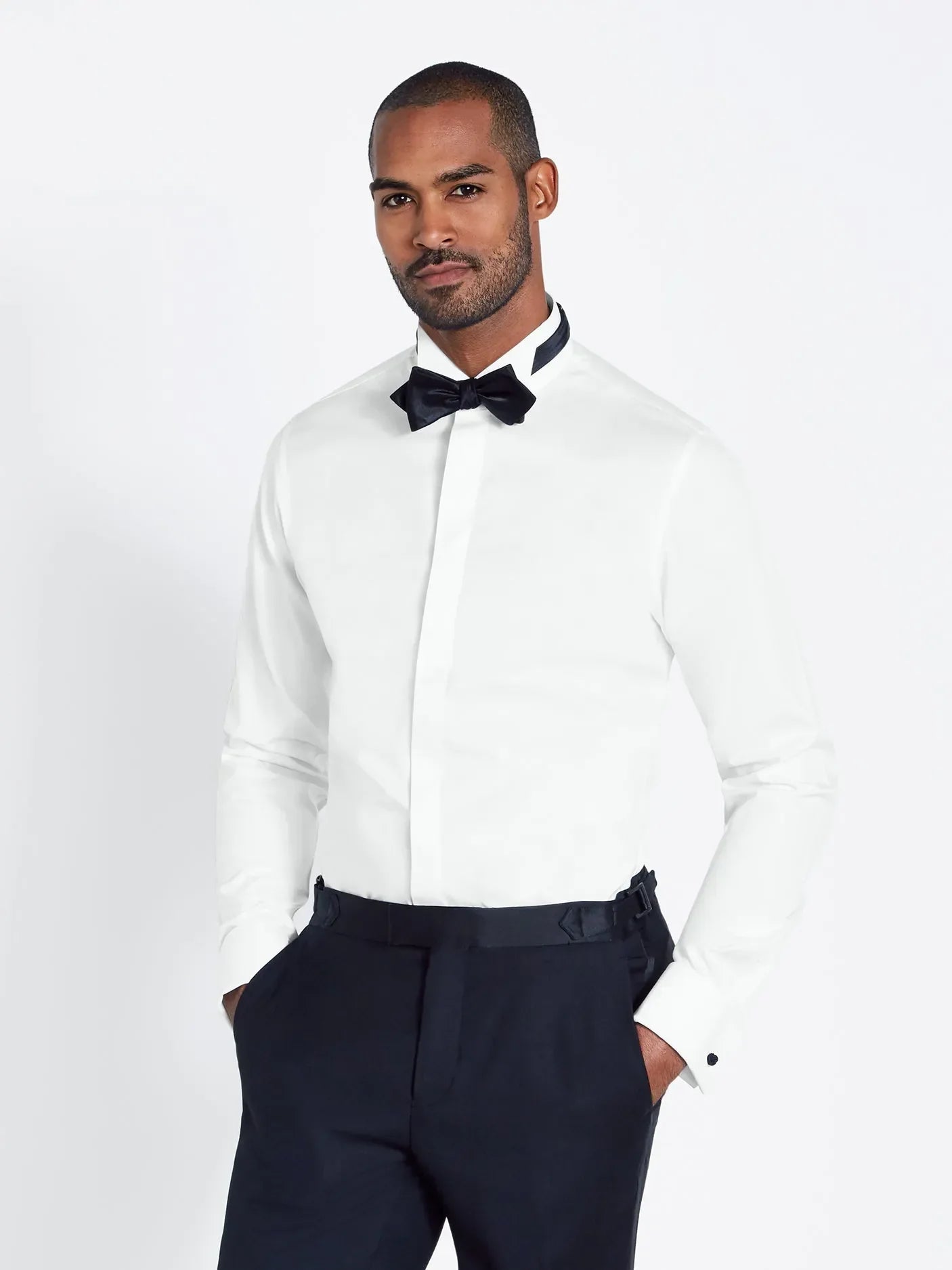 Wing Collar Fly-Front Dress Shirt